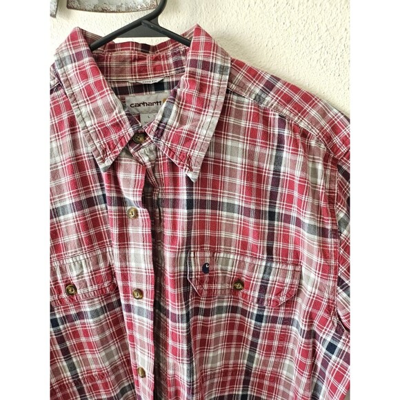 Carhartt Shirt Men's Large Relaxed Fit Short Sleeve Pocket Grandpacore Preppy - Picture 5 of 12